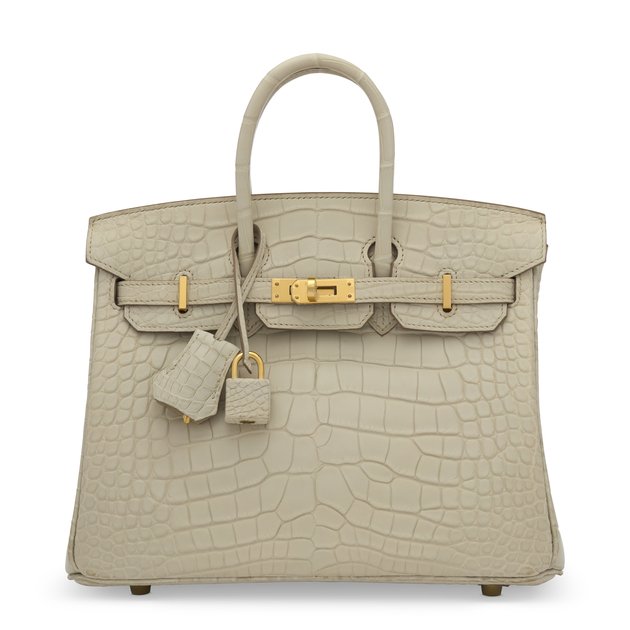 A MATTE BÉTON ALLIGATOR BIRKIN 25 WITH GOLD HARDWARE